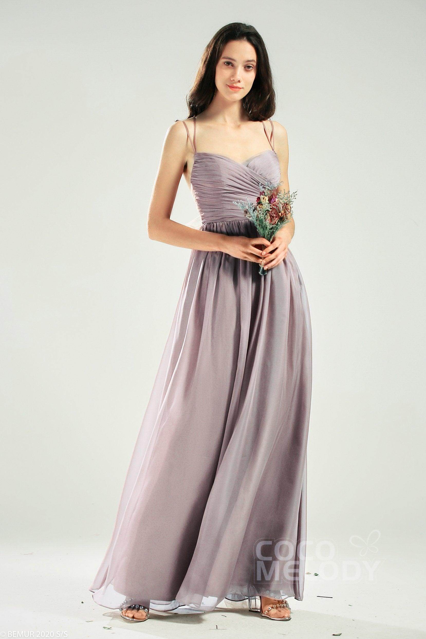 A-Line Floor Length Organza Bridesmaid Dress CB0641 - COCOMELODY